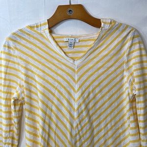Tribal white/yellow assymetrical striped, long sleeve, lightweight cotton hoodie